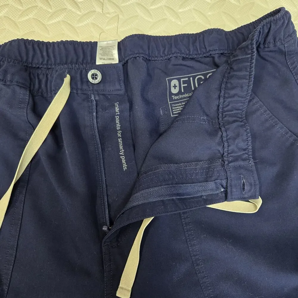 Figs Scrub Pants‎ Mens XL Tall Cairo Cargo Navy Blue Medical Dental Comfort